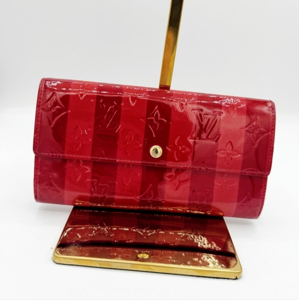 LV Red Monogram Vernis Rayures Sarah Red